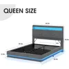 Large Lift Storage Bed Frame, Storage Headboard with Charging Station, Soft Cushioned Platform Bed with LED Lights 6