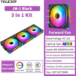 TEUCER JM - 1 ARGB Mirror Cycle Light 120mm Quiet PC Cooling Fan (AS Show)