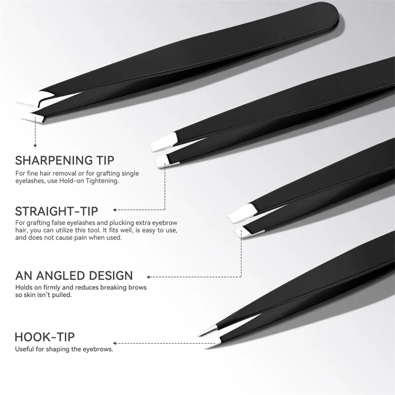 4Pcs Eyebrow Shaping Eyebrow Shaping Set Stainless Steel Tweezers Multi-function Eyelash Tweezers
