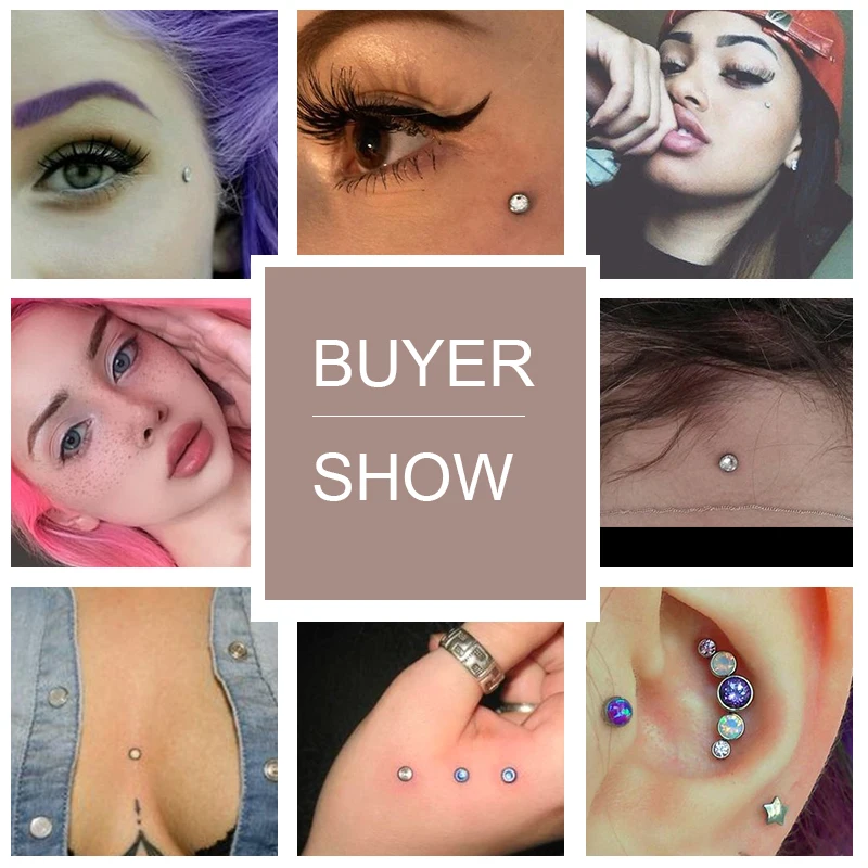 Body Piercing Kit ZS 9-29Pcs/Lot Micro Dermal Piercing Set 316L Stainless Steel CZ Crystal Dermal Anchor Surface Piercings Heart Moon Rings