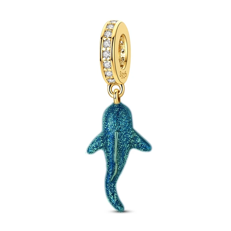 925er Sterlingsilber Gold-Serie Charms Flugzeug Pferd Welpe Elefant Perlen Anhänger passend für Originalarmband DIY Schmuck Geschenk für Frauen – Detail 17