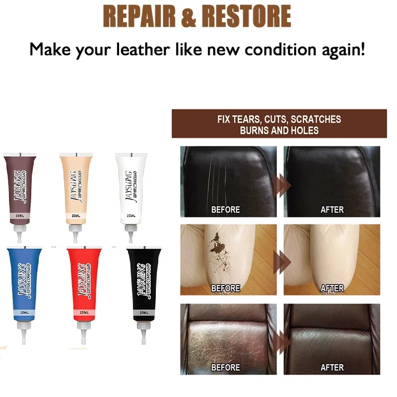 Car Leather Filler Repair Cream Vinyl Repair Filler Scratch Restoration Cracks Rips Liquid Skin Cleaner Car Accseeories leather repair gel
