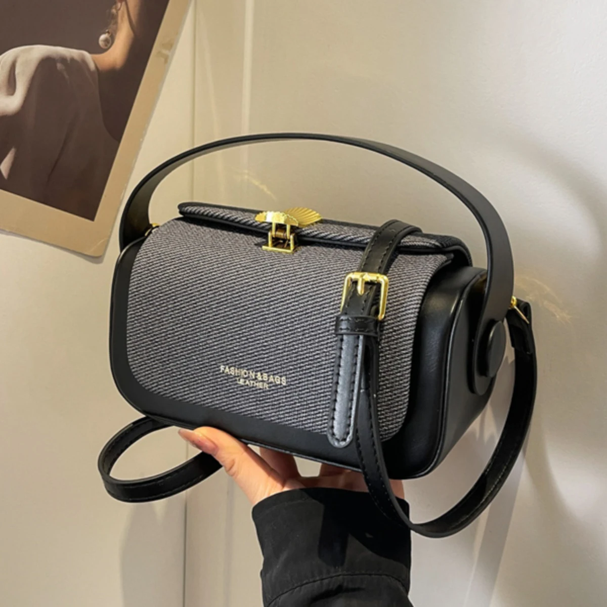 High-Grade Sense Women Small Square Bags 2024 Trendy Classic PU Leather Lady Commuter Shoulder Bag Short Handle Handbags