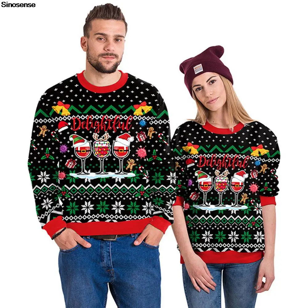 

Men Women Autumn Winter Ugly Christmas Sweater Tacky Xmas Jumpers Tops 3D Funny Printed Holiday Party Crewneck Sweatshirt