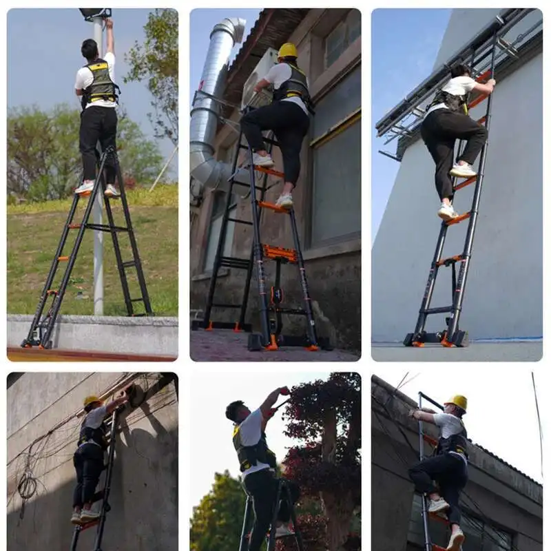 Multifunction Folding Ladder Aluminum Alloy Telescopic Ladder Thickened Herringbone Portable Lift Engineering