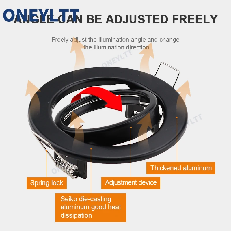 White/Black Led ceiling spot light Led spotlight lamp Frame Adjustable Downlight led HoldersCutout 70mm For MR16 GU10 Bulb Holder Recessed LED Spot light