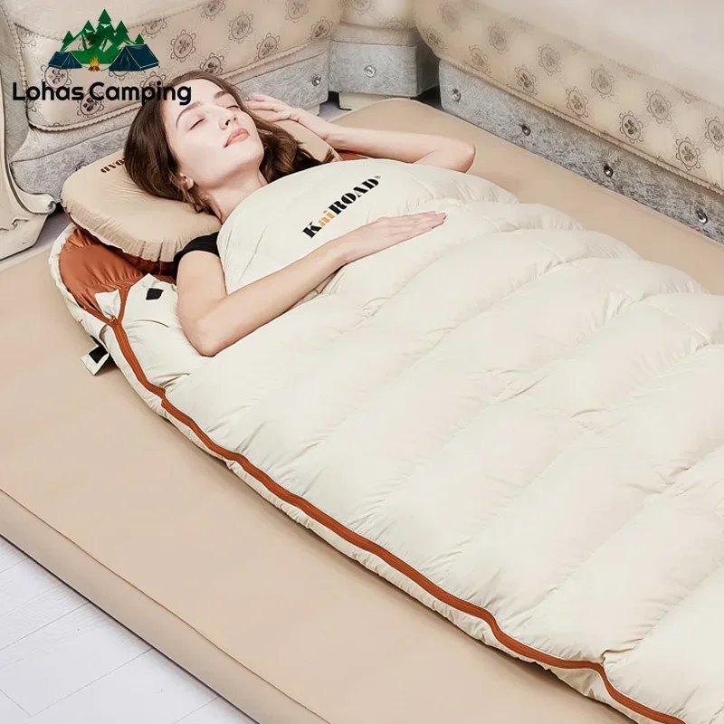 로하스캠핑 성인용 다운 침낭, 세탁 가능 초경량 3 계절 침낭, 가정 여행 캠핑 침낭
