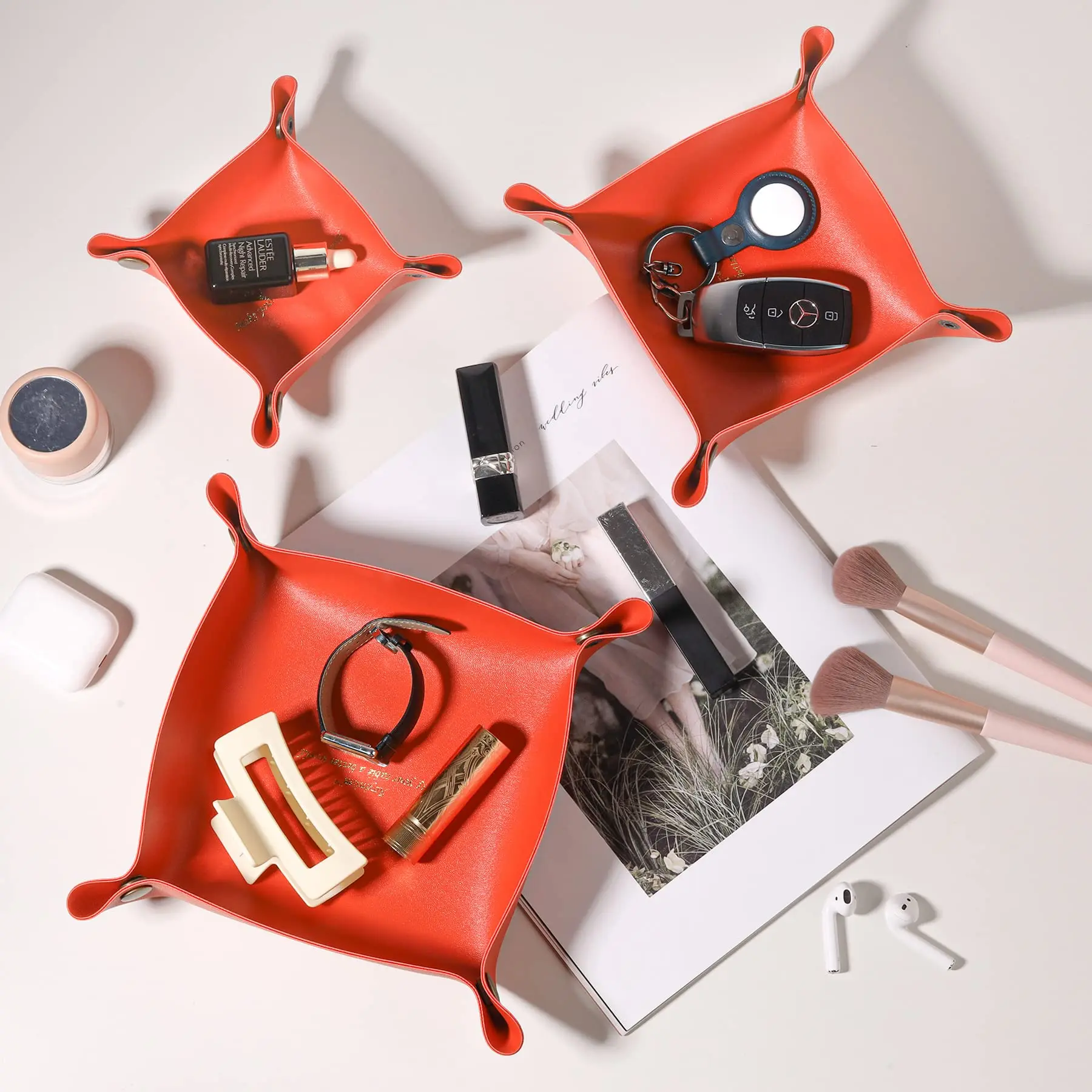 

3 шт. кожаный лоток, многоцелевой органайзер для хранения, кожаная корзина, складная корзина, органайзер для крыльца, большой средний и маленький