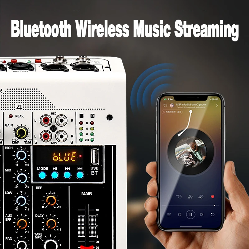 Mixer Bluetooth professionale a 6 canali o Mixing DJ Console con