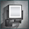 Rose Gold Bathroom Mirrors of 8 Inch 3X Magnifying LED Makeup Mirror Dual Arm Extend Square LED Light Bathroom Makeup Mirrors 3