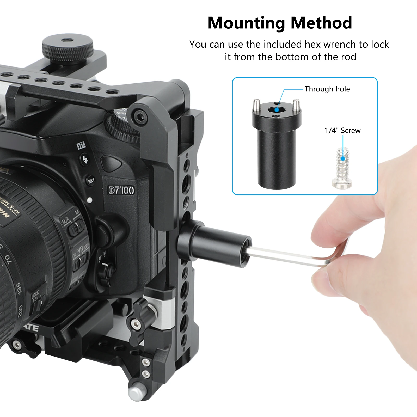 CAMVATE 1.2인치 15mm 로드(1/4-20 안티 트위스트 마운트 포함) 카메라 케이지 리그용