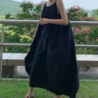 REALEFT Summer Cotton and Linen Tank Long Dresses for Women 2024 New Vintage O-Neck Sleeveless Strapless Dress Female - Image 6