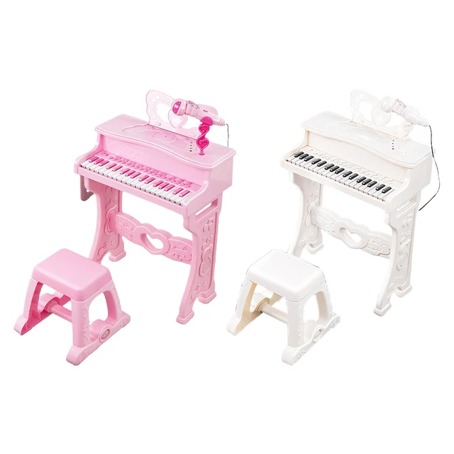 Teclado Infantil Rosa Com Microfone - Musical Resistente