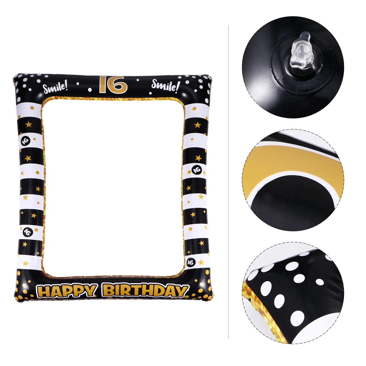 

Happy Birthday Photo Booth Frame PVC Inflatable Photo Frame Festival Photo Props Party Supplies For Age 16 40 60