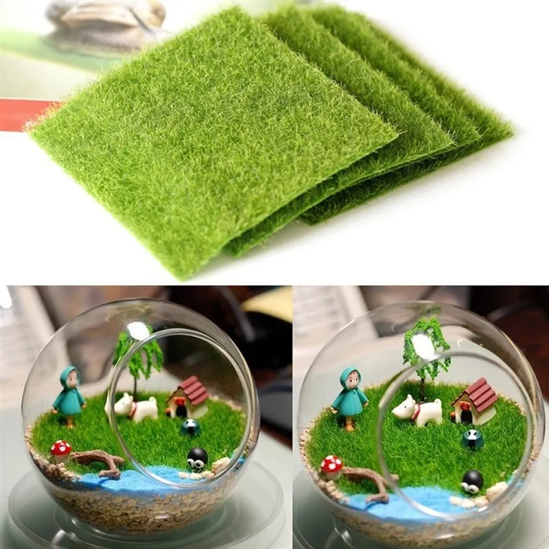 1PC 15*15 Green Micro Landscape Decoration Mini Fairy Garden Simulation Artificial Fake Moss Decorative Lawn Turf Green Grass artificial plants artificial grass mats