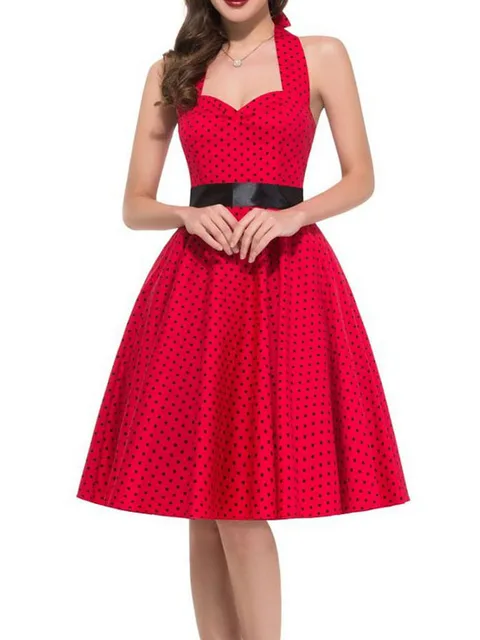 Robe d'été décontractée femmes à pois rétro Robe trapèze Pin Up Robe Vintage années 60 50 Rockabilly Robe d'été