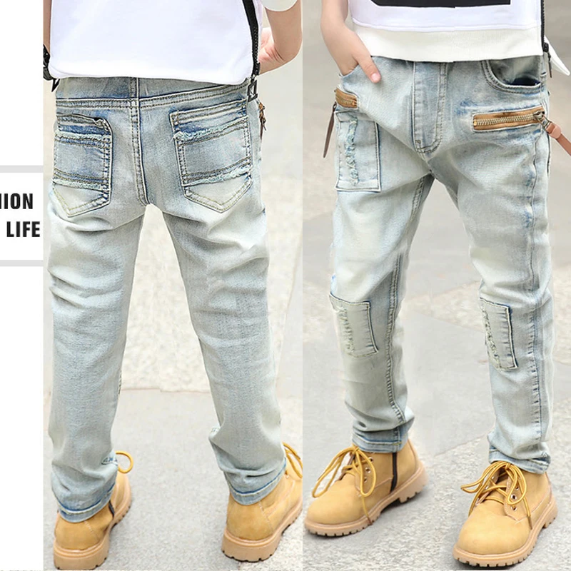 1PC Kids Baby Boys Jeans Cotton Clothes Clothing Pants Toddler Infant Boy Tops Denim Trousers Children Wears 4-11 Yeas