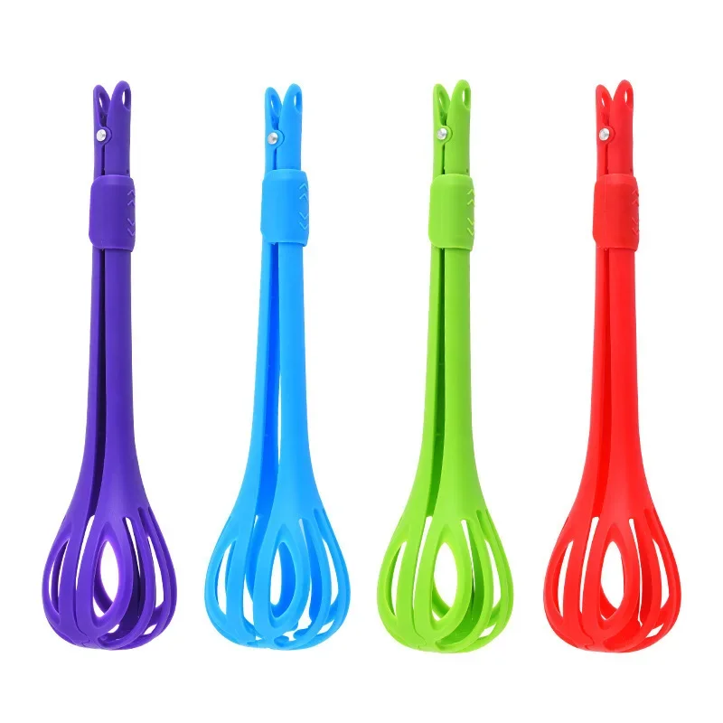1Pcs Multifunctional 3 in 1 Egg Beater Drinks Whisk Mixer Stirrer Nylon Noodle Tongs Pasta Spaghetti Food Clips Kichen Tools
