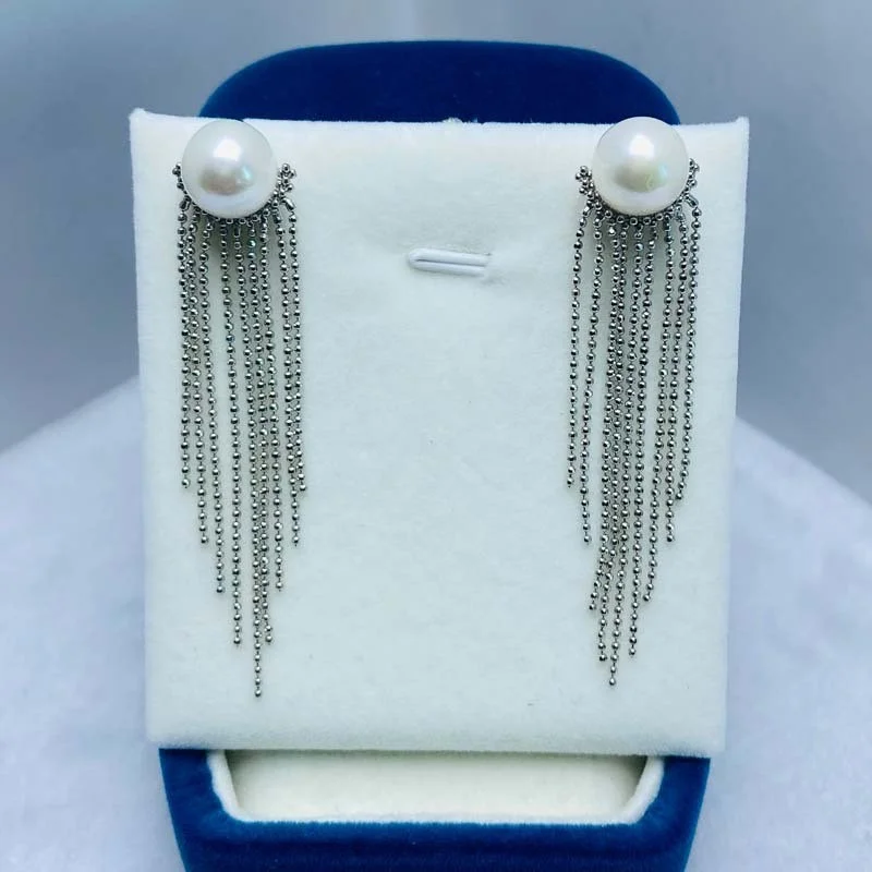 

Серьги-кисточки женские из серебра 925 пробы с пресноводным жемчугом, 9-10 мм