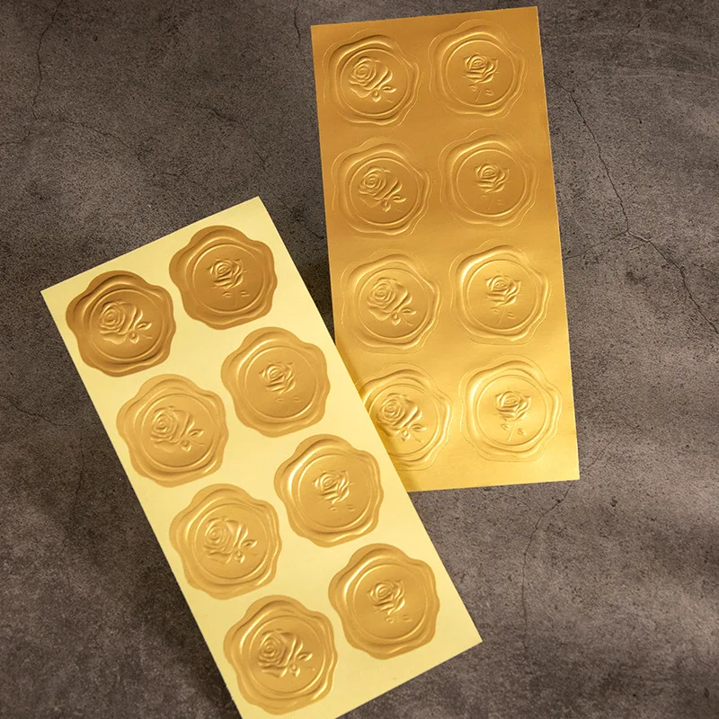 

80pcs/10 sheets Gold Embossed Foil Seals Stickers Thank You Wax Envelope Seals for Wedding Party Invitation Present Decoration