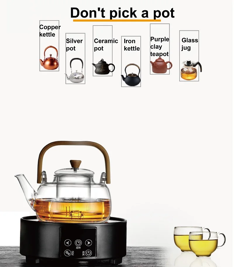 1200W Electric Ceramic Stove Timing Tea Stove Electric Hot Plate Home 13 Gear Heating Furnace Mini Tea Maker Water Boiler 220V 2