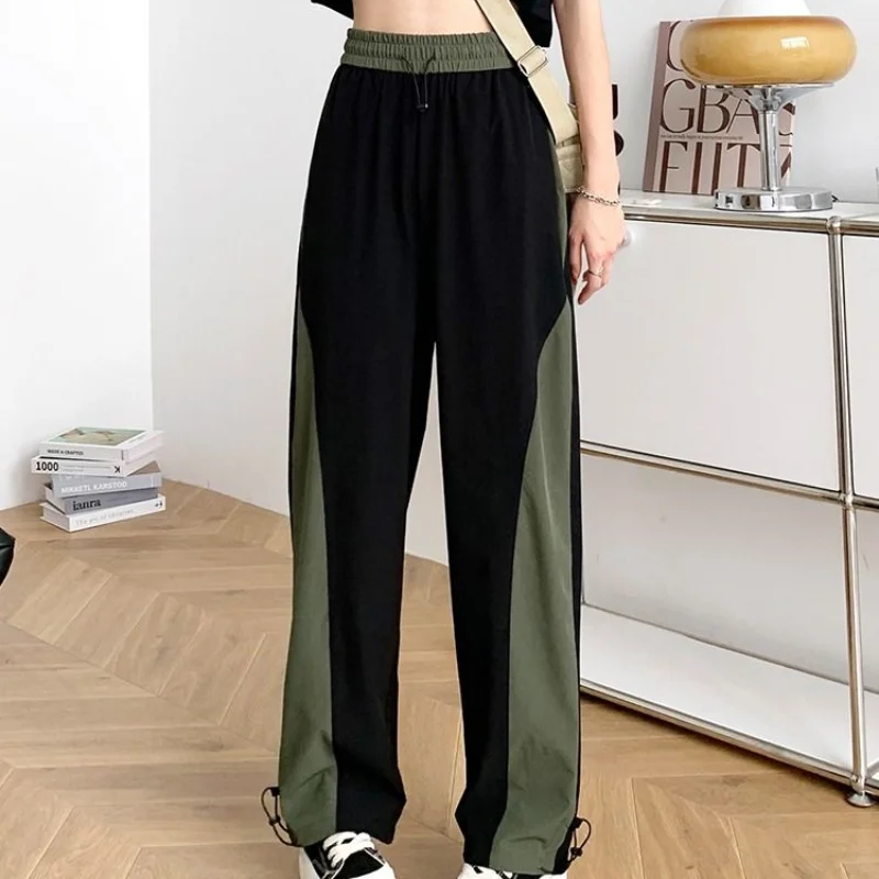 Casual Temperament Women's Clothing Autumn and Winter New Pocket Drawstring Solid Color High Waisted Wide Leg Straight Leg Pants