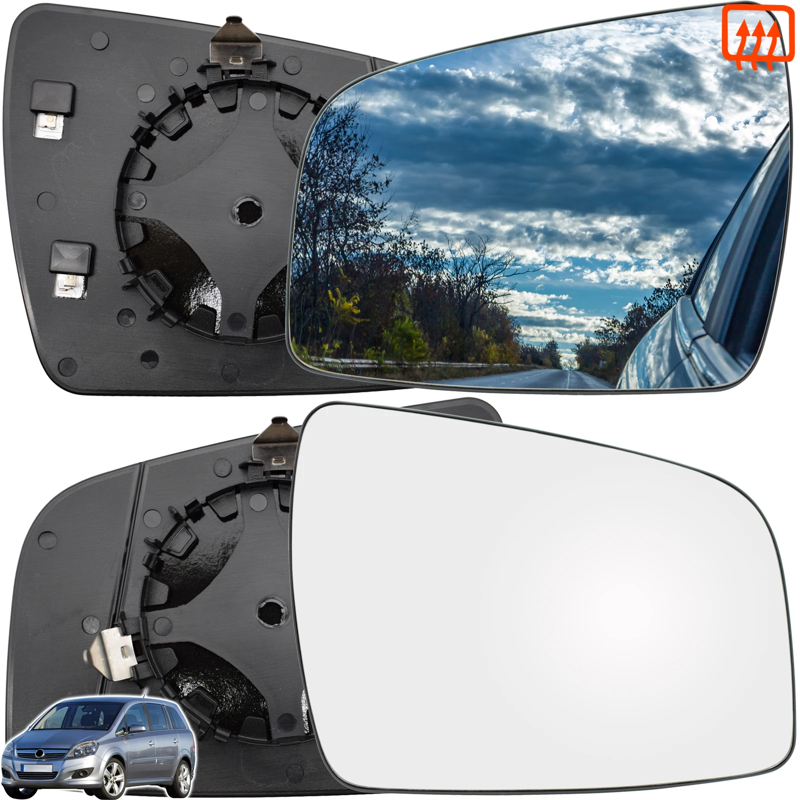 Cristal De Espejo Gran Angular Para Vauxhall Zafira B (2009-2014) – Lado Izquierdo, Autoadhesivo