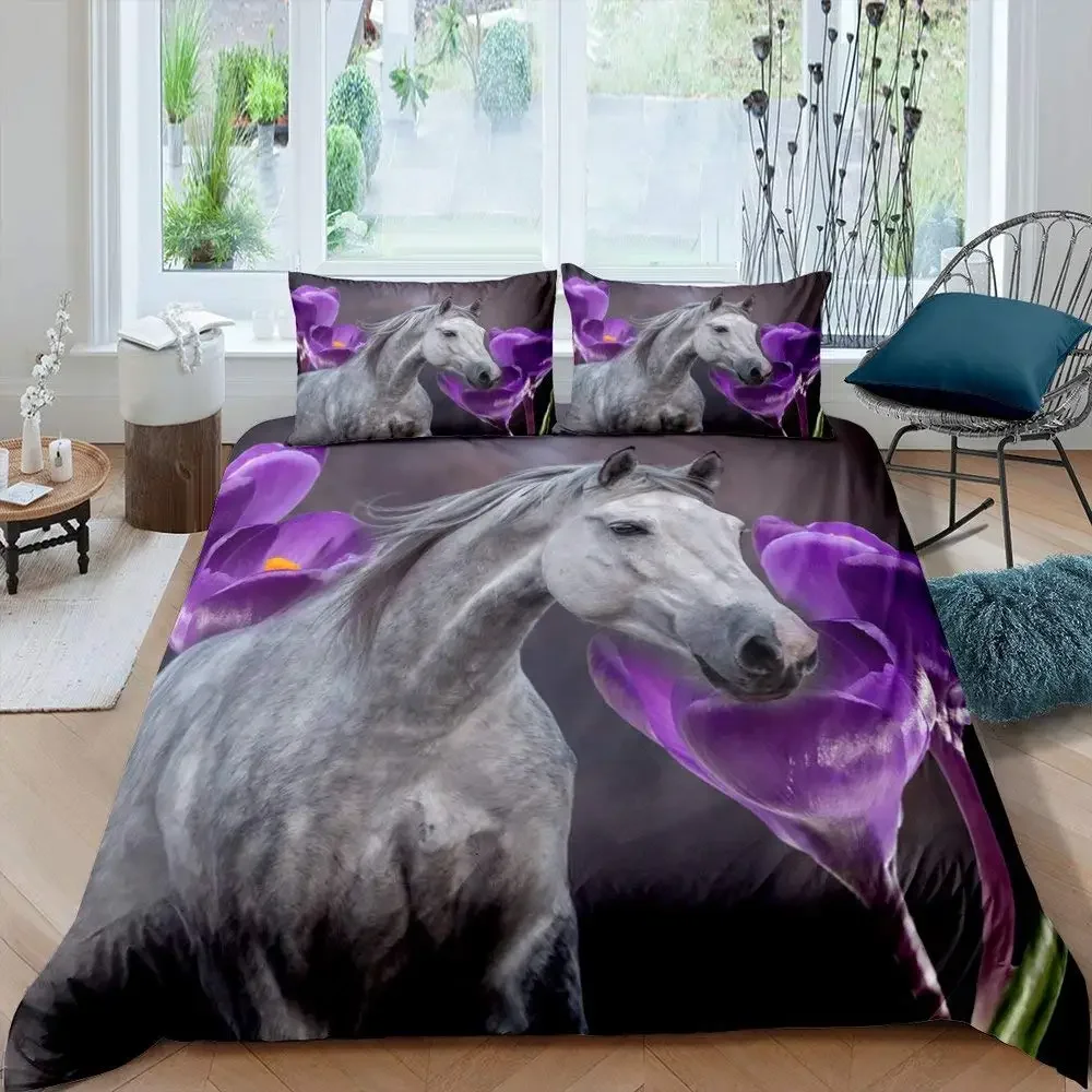 3D Bedding Set Europe Queen King Double Duvet Cover Set Bed Linen Comfortable Blanket/Quilt Cover Bed Animal Horse