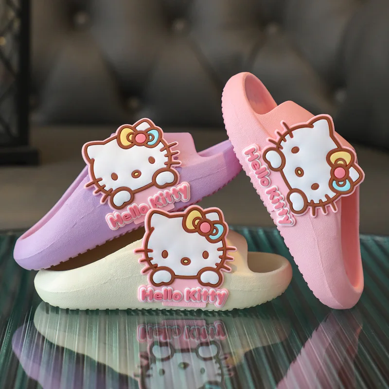 

Kawaii Hellokitty Kids Slippers Sanrio Cinnamoroll Mymelody Cartoon Soft Sole Non-Slip Home Baby Bath Sandals Children's Gifts