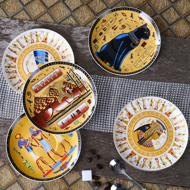 

Phnom Penh bone China coffee cup and saucer Egypt God cat Pharaoh cup and saucer afternoon tea and black tea cup turkish kitchen