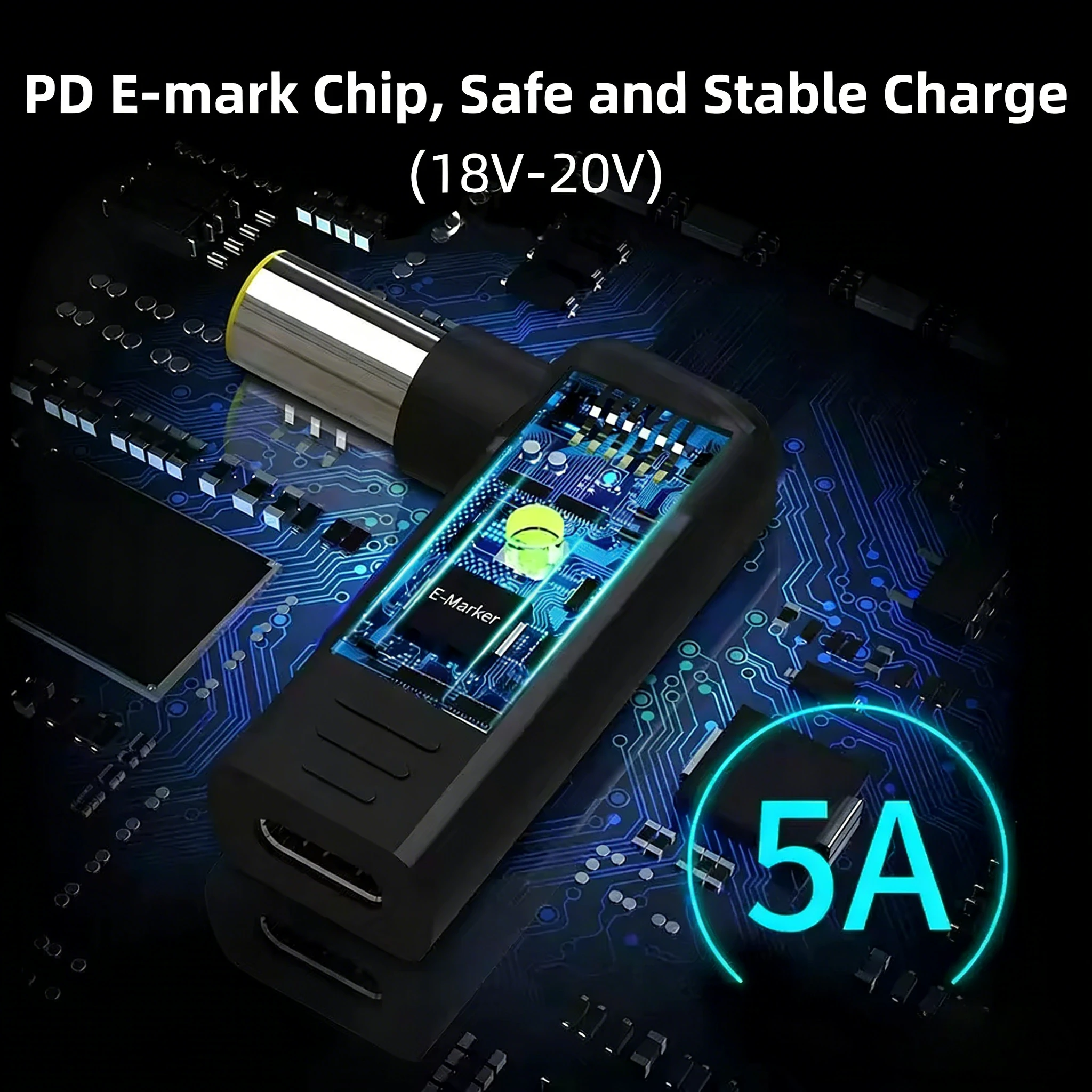 노트북 전원 어댑터 커넥터 DC 플러그 USB 타입 C 암 커넥터를 HP, Dell, Asus, Acer, Lenovo 노트북용 범용 수 커넥터로 변환하는 컨버터