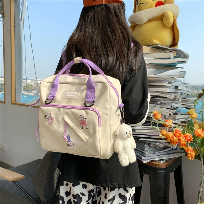 Korea Style Cute Backpack Teenage Girls Portable Travel Bag Female Kawaii Small Schoolbag Women Lovely Multifunctional Backpacks