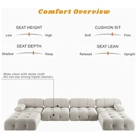 Sdorens 138" Modular Sectional Couch Modern U-Shaped Minimalist Velvet Sofas for Living Room Deep 4-Seat Sofas with 2 Ottomans 5