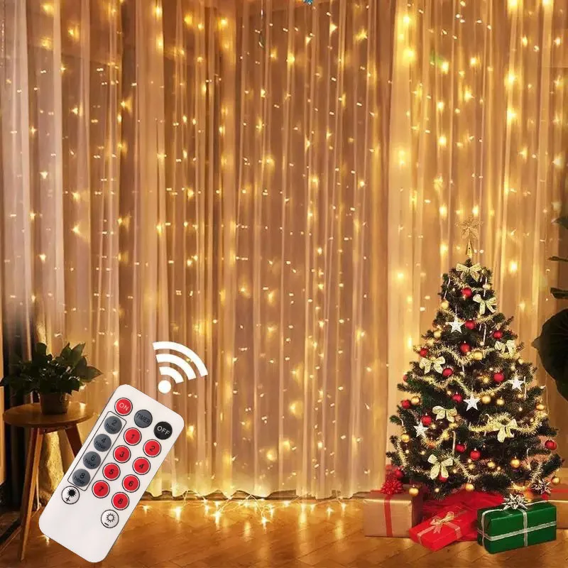 LED Christmas Lights Fairy String Lights Curtain Garland USB Festoon Remote Decor for Home New Year