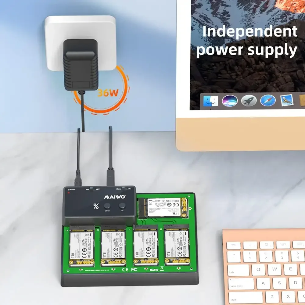 마이워 5베이 mSATA SSD 도킹 스테이션 USB 3.0 MSATA SSD 케이스 1대4 오프라인 복제 어댑터 LED 표시등 포함