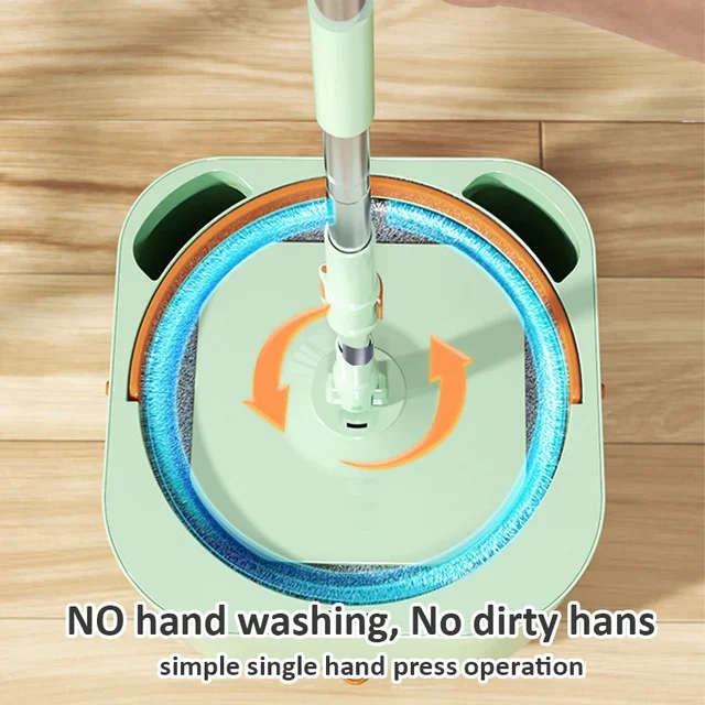 스핀 버킷 세트가 있는 극세사 걸레와 함께 제공되는 자동 물 분리 바닥 세척 걸레, 삼각형 걸레 회전 360 창 와이퍼 도구