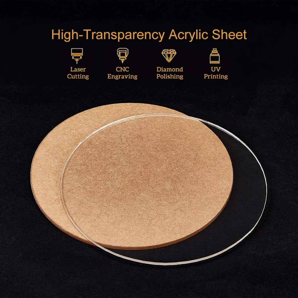 5PCS 5 Inch Clear Acrylic Sheet Round Circle Dis Acrylic Sheet for Decoration Office Sign Coasters and Other DIY Project 3mm