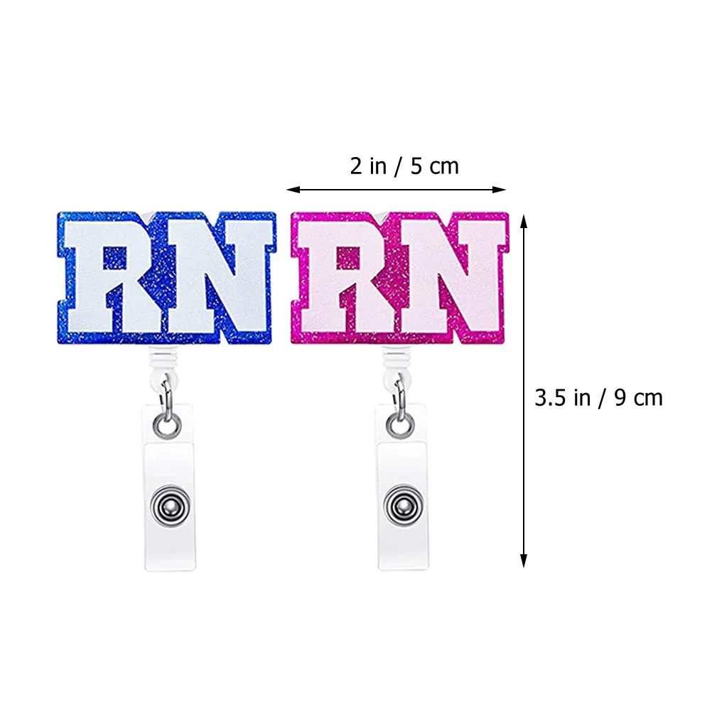 2 Pcs Id Badge RN Nurse Can Buckle Holder Retractable Reels Nurses Clips Acrylic