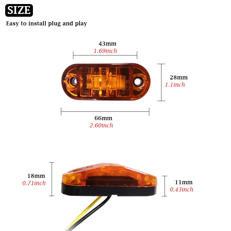 LED side marker lights 12V 24V front rear indicator lamp for Scania trailer BUS Van Caravan 20/10PCS