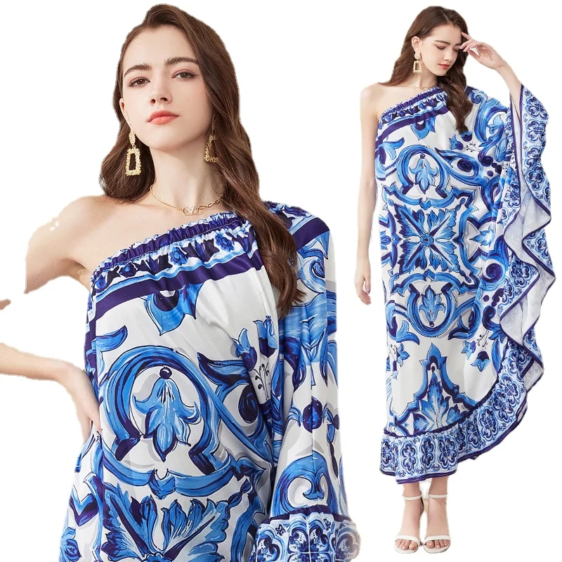 

Summer Sexy Floral Maxi Dress Vacation Robe Women Designer 2023 One-Shoulder Flare Sleeve Birthday Dresses Party Ballgown Frocks