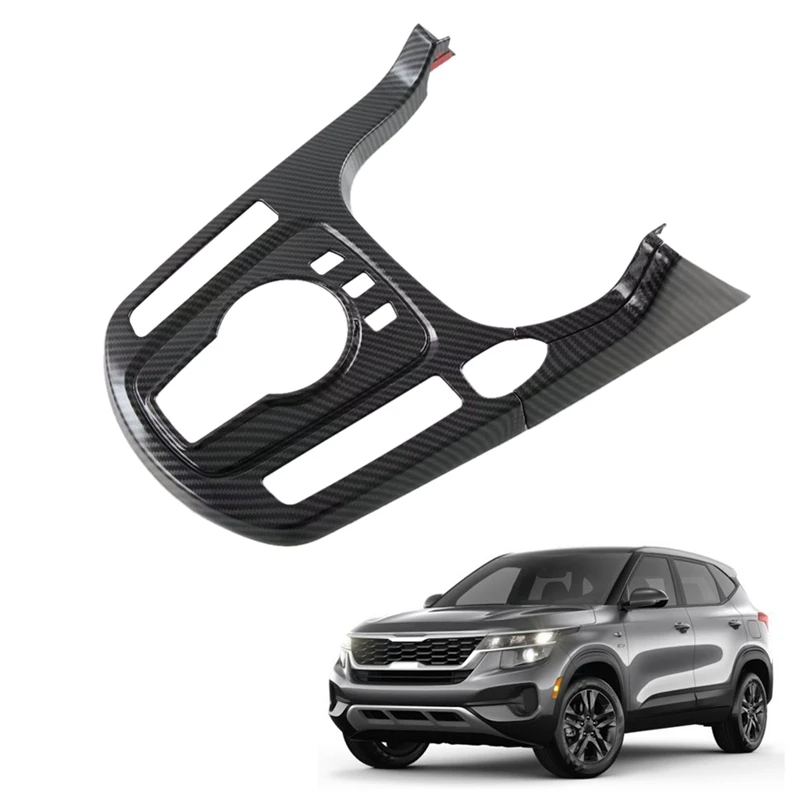 

Панель центрального переключения передач из углеродного волокна, панель управления переключением передач для автомобиля, панель переключения передач для KIA Seltos 2022 2023