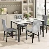 Dining Table Set for 4 Faux Marble Small Kitchen Table Chairs Set of 4 with Luxurious Button Tufted Dinner Chairs 3