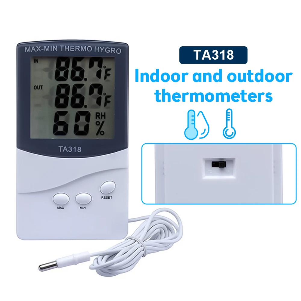 TA318IndoorOutdoorTemperatureMonitorHygrometerDigitalTemperatureandHumidityMeterwith