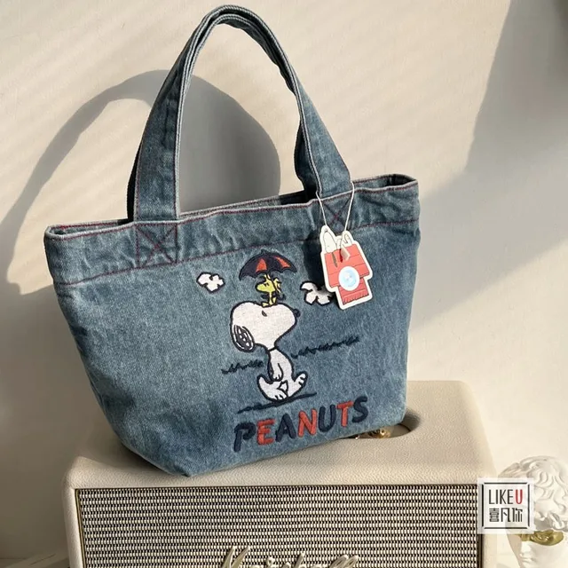 Kawaii Snoopy Crossbody Bag Embroidery Cute Canvas Bag Lunch Bag Office  Worker Handbag Tote Bag - AliExpress