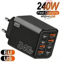 240W GaN USB C Charger 8 in 1 Fast Charging Phone Charger Power Adapter For iPhone Samsung Xiaomi Type C EU/US Plug Wall Charger 1