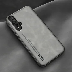 Premium Magnetic Leather Phone Case with Silicone Lining - Luxury Protective Cover - Nova 5 Pro (Light Gray -2)