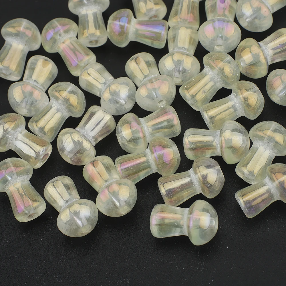 50pcs 8x12mm 램프워크 크리스탈 유리 버섯 모양 펜던트 공예품 DIY용 루즈 스페이서 비즈 휴대폰 체인 제작용 쥬얼리 액세서리