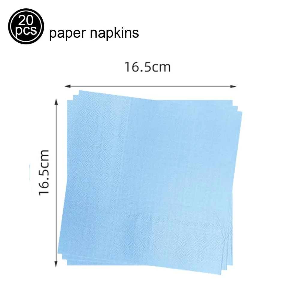 Light Blue Party Supplies Set: Disposable Plates, Cups, Tablecloth, Balloons & Foil Curtain for Baby Shower or Boy's Birthday Decor