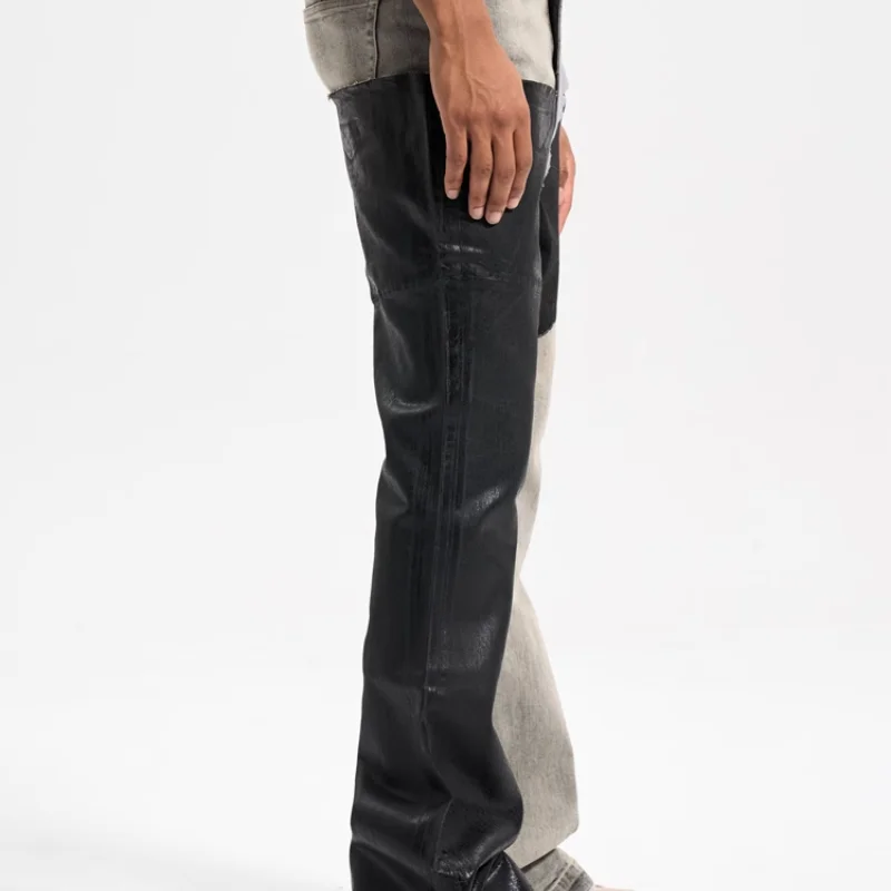 2023ss High Street Patchwork Micro Flared Jeans Y2k Pants Vintage Casual Sweatpants Men Trousers Streetwear Clothing Clothes