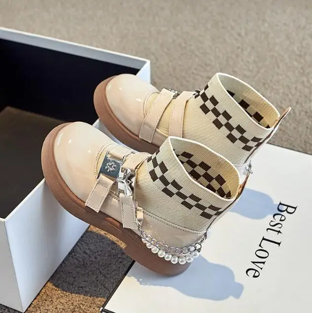 

Snow Boots for Girls Fashion Non-slip 2023 New Kids Boys Versatile Side Zipper Children Ankle Shorts Leather Boots Kids Sneakers